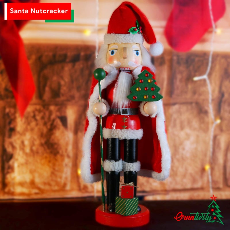 Ornativity Christmas Santa Claus Nutcracker - Holiday Wooden Xmas Nutcracker Santa Figure Home Decoration 13.5" - Image 2